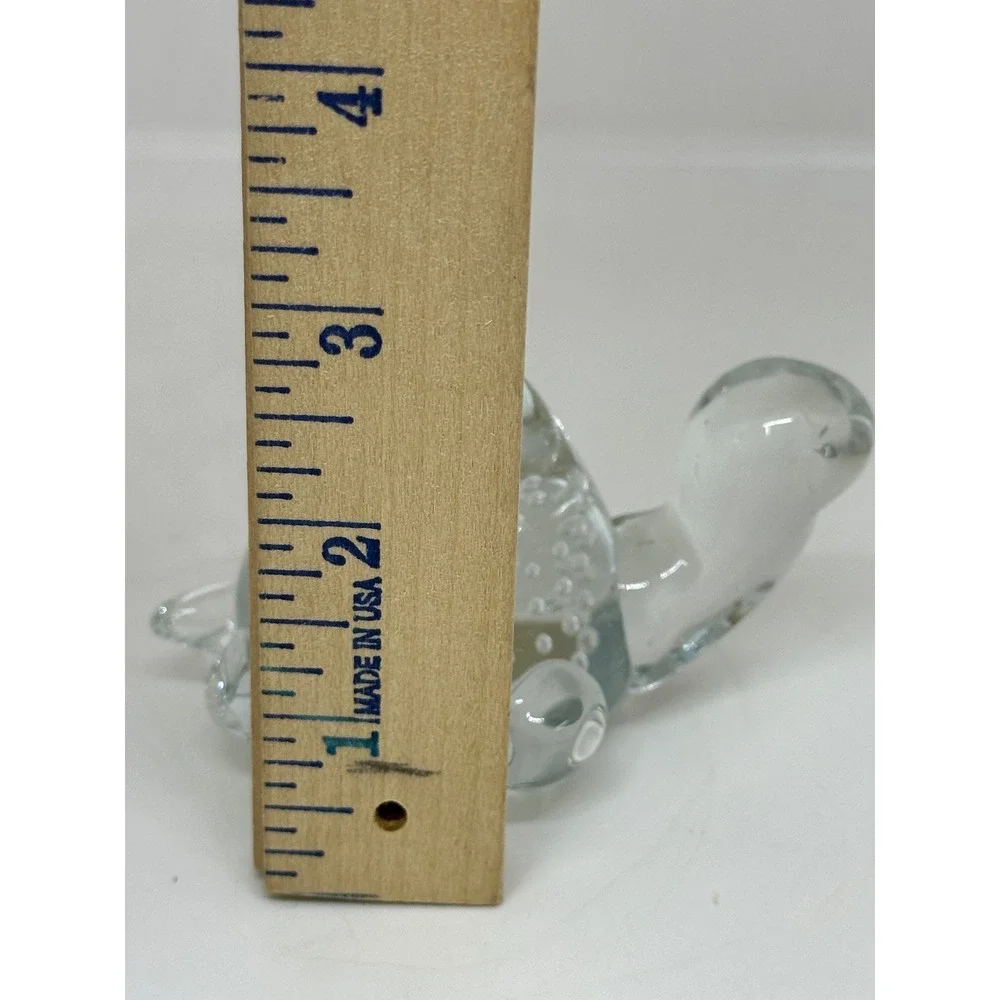 VTG Turtle Figurine‎ Paperweight Clear Hand Blown Glass Controlled Bubbles Art